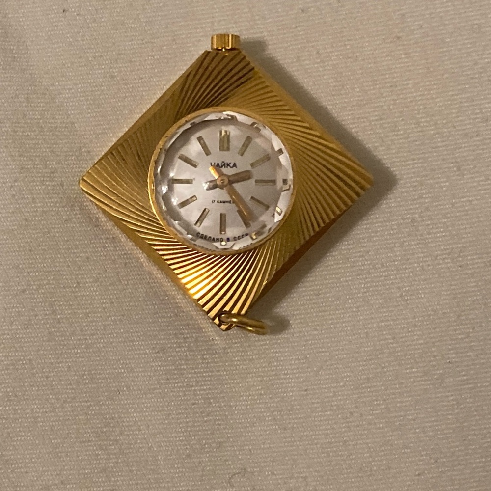 Vintage Chaika pendant watch, vintage gold plated watch, vintage USSR watch
